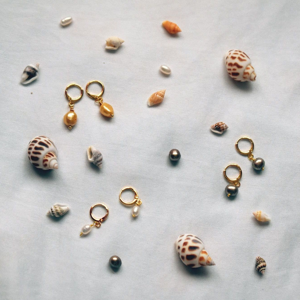 Gold White Bronze "Nikan" Freshwater Pearl Earrings | by Ifemi Jewels