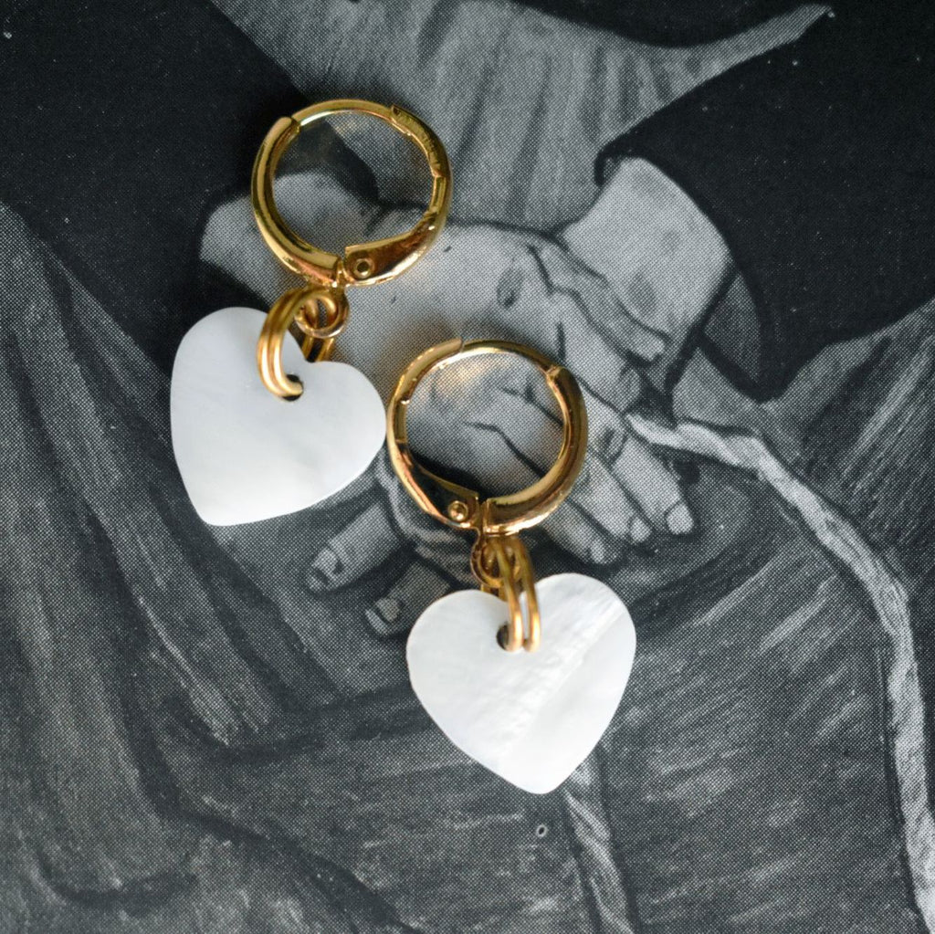Mother of Pearl Heart Earrings