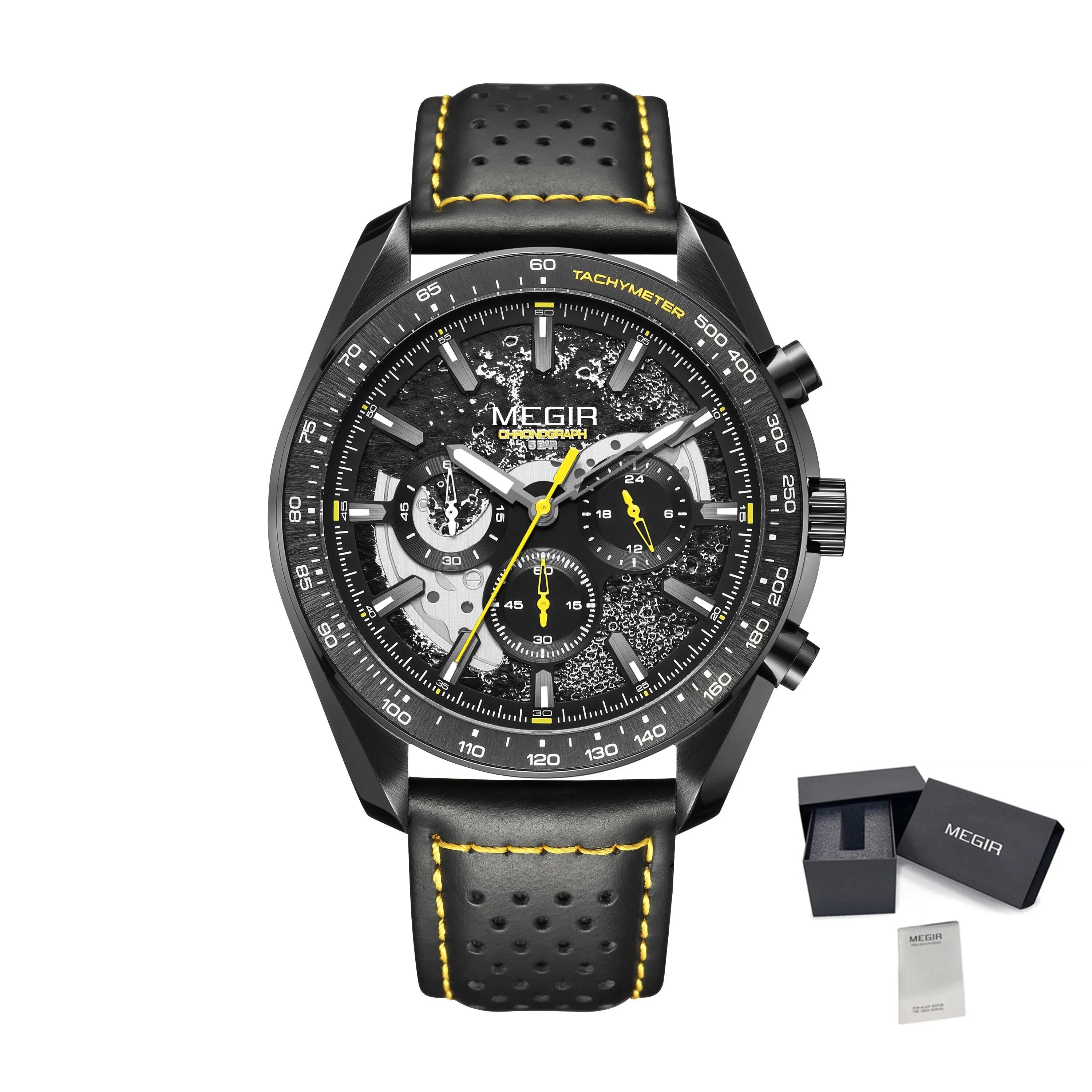 MEGIR Luxury Men's Business Casual Watches Leather Waterproof Quartz Chronograph Male Clock Wristwatch Relogio Masculino 8408