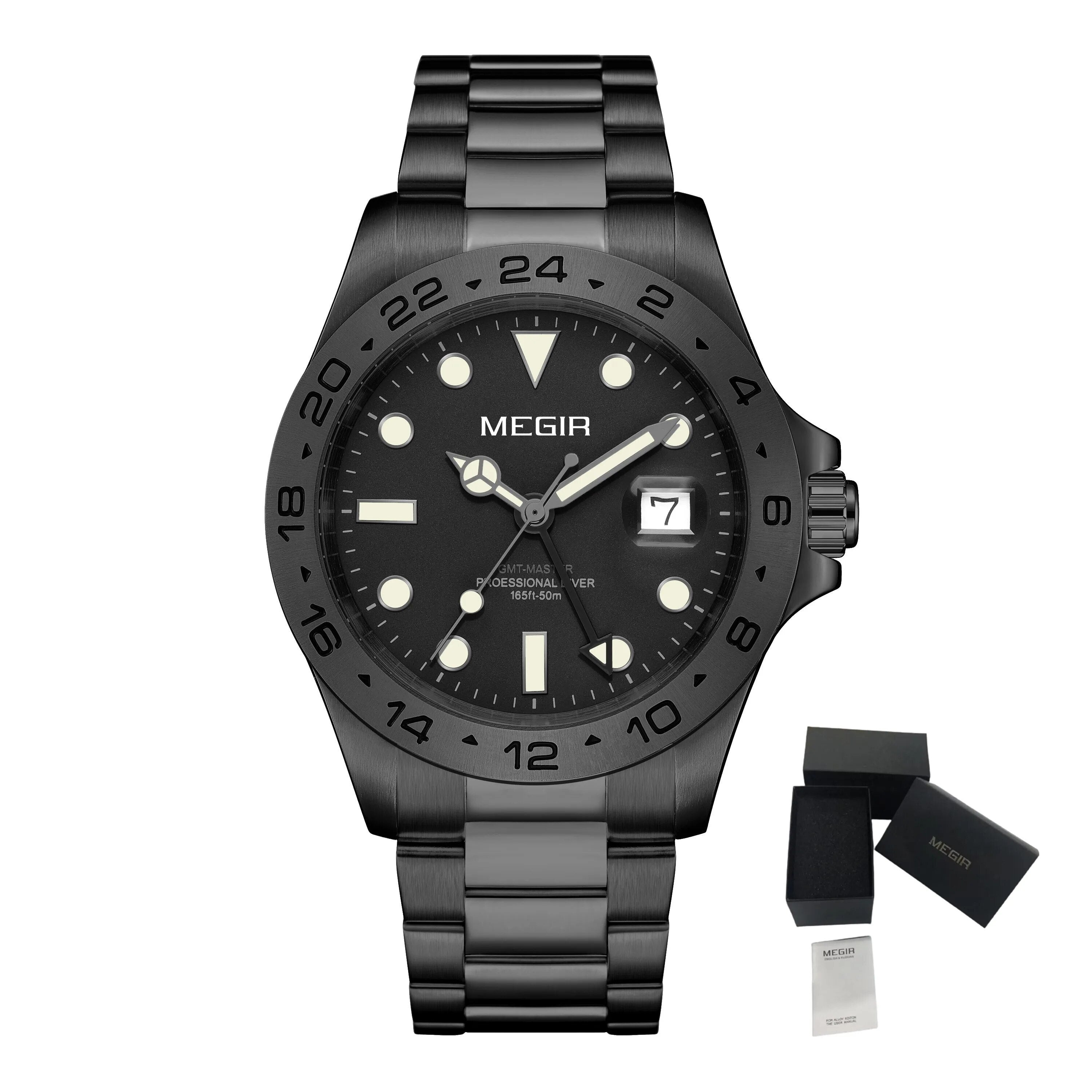 MEGIR Original Luxury Men Analogue Quartz Watch Luminous 5ATM Waterproof Business WristWatch Stainless Steel Clock Montre Homme 8404