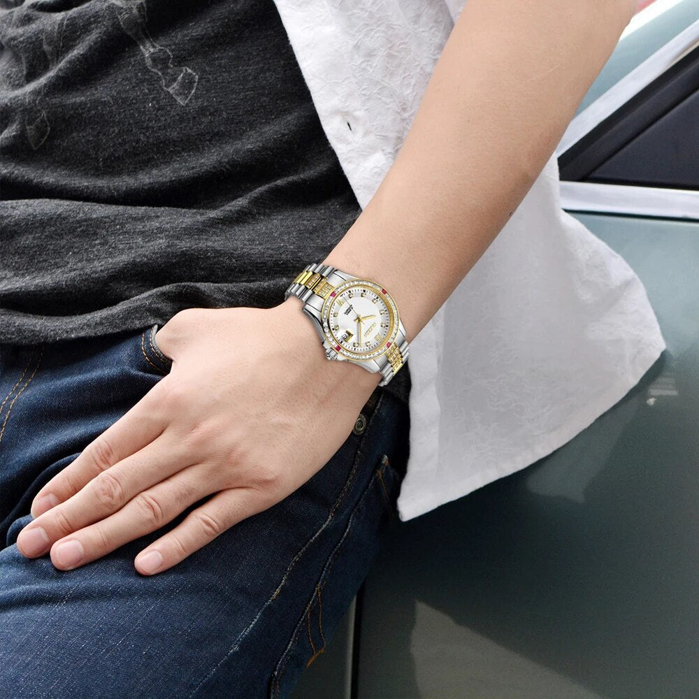 NAKZEN Men Japan NH35 Movement Automatic Mechanical Watch Elegant Diamond Stainless Steel Bracelet Watches Relogio Masculino 6013