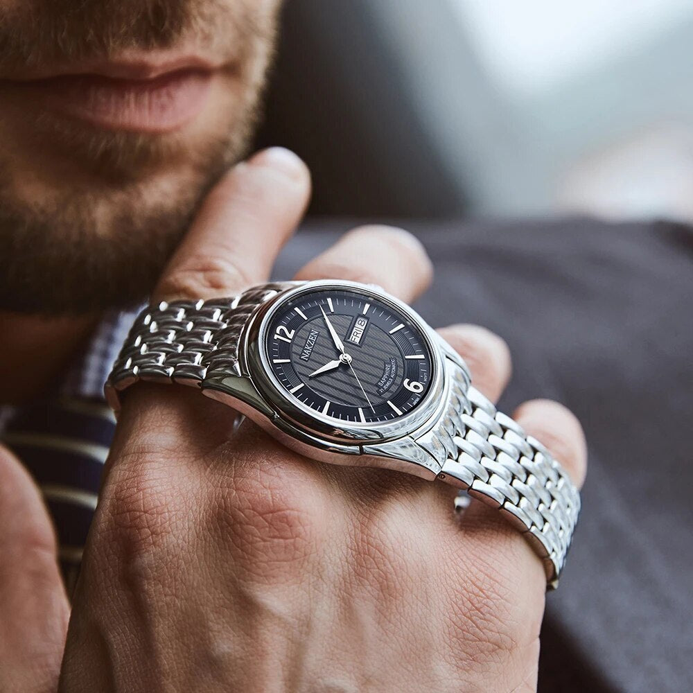 NAKZEN Mens Automatic Mechanical Watch Miyota 8205 Movemen Men Business Waterproof Stainless Steel Watch Clock Relogio Masculino 6009