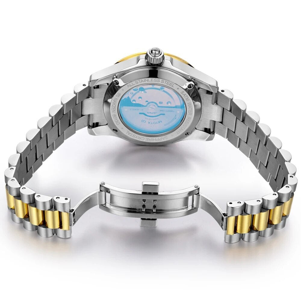 NAKZEN Men Japan NH35 Movement Automatic Mechanical Watch Elegant Diamond Stainless Steel Bracelet Watches Relogio Masculino 6013