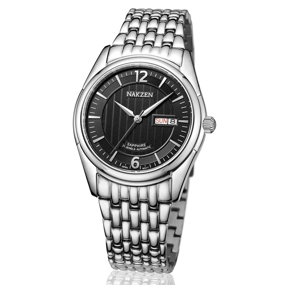 NAKZEN Mens Automatic Mechanical Watch Miyota 8205 Movemen Men Business Waterproof Stainless Steel Watch Clock Relogio Masculino 6009