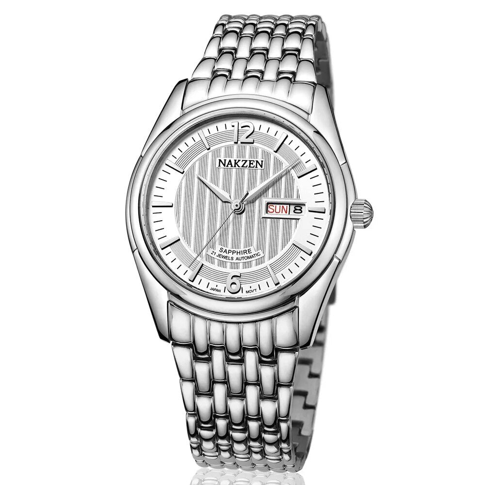 NAKZEN Mens Automatic Mechanical Watch Miyota 8205 Movemen Men Business Waterproof Stainless Steel Watch Clock Relogio Masculino 6009