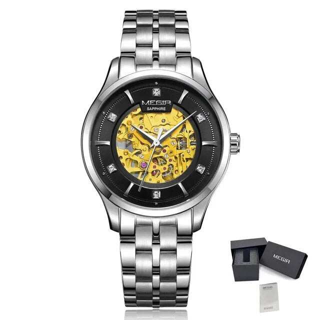 MEGIR Luxury Men Watches Waterproof Automatic Mechanical Watch Stainless Steel Sapphire Gold Business WristWatch Reloj Hombre 62058