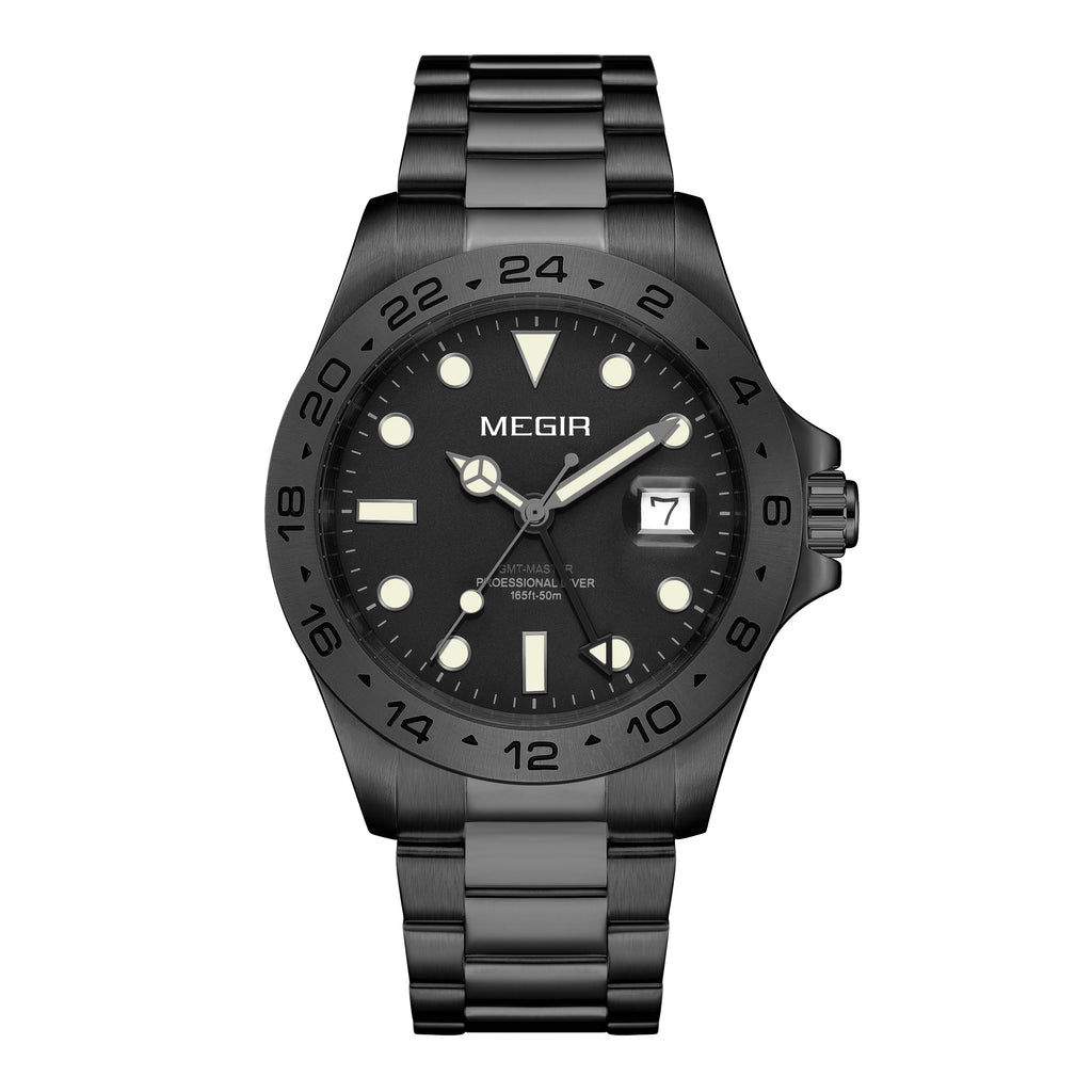 MEGIR Original Luxury Men Analogue Quartz Watch Luminous 5ATM Waterproof Business WristWatch Stainless Steel Clock Montre Homme 8404