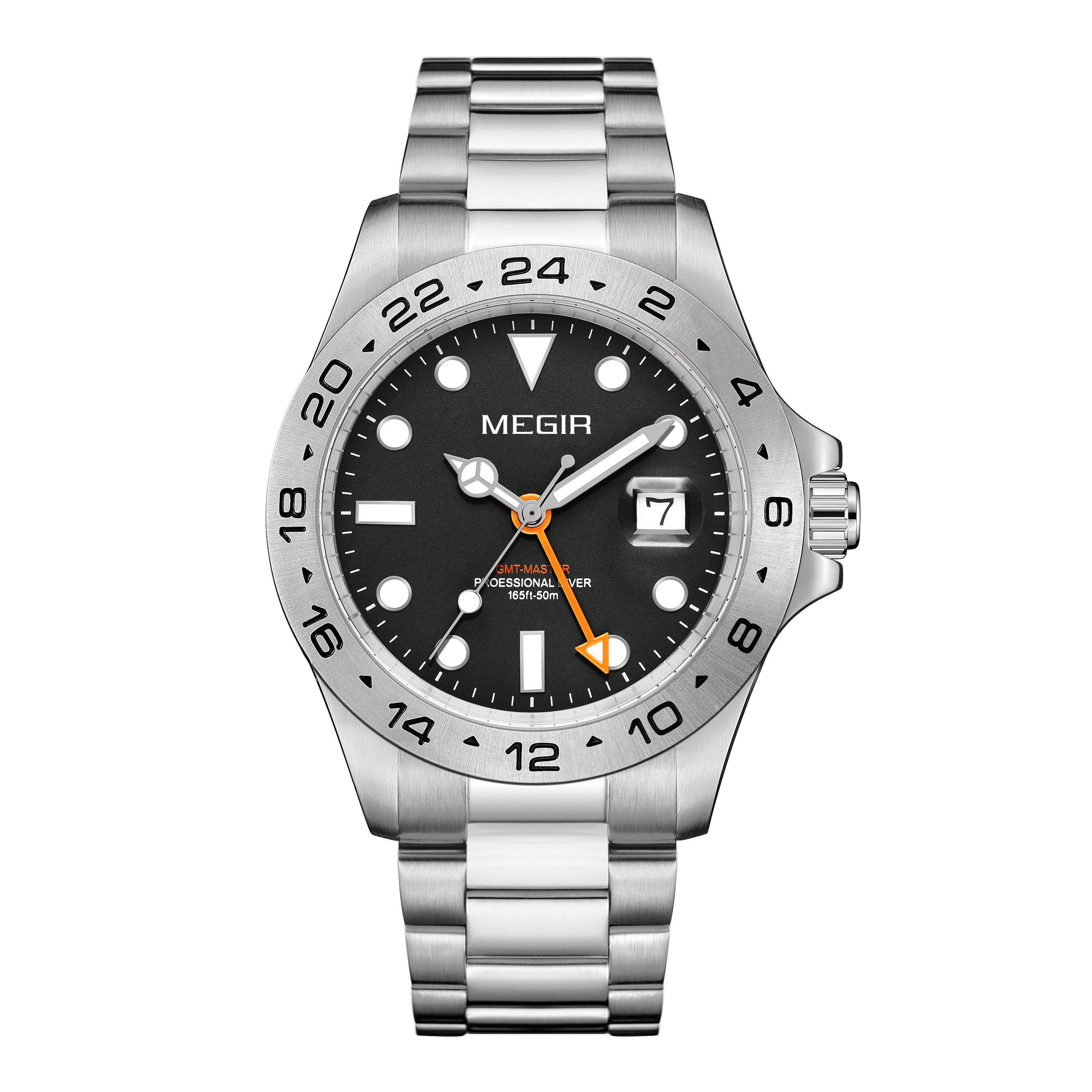 MEGIR Original Luxury Men Analogue Quartz Watch Luminous 5ATM Waterproof Business WristWatch Stainless Steel Clock Montre Homme 8404