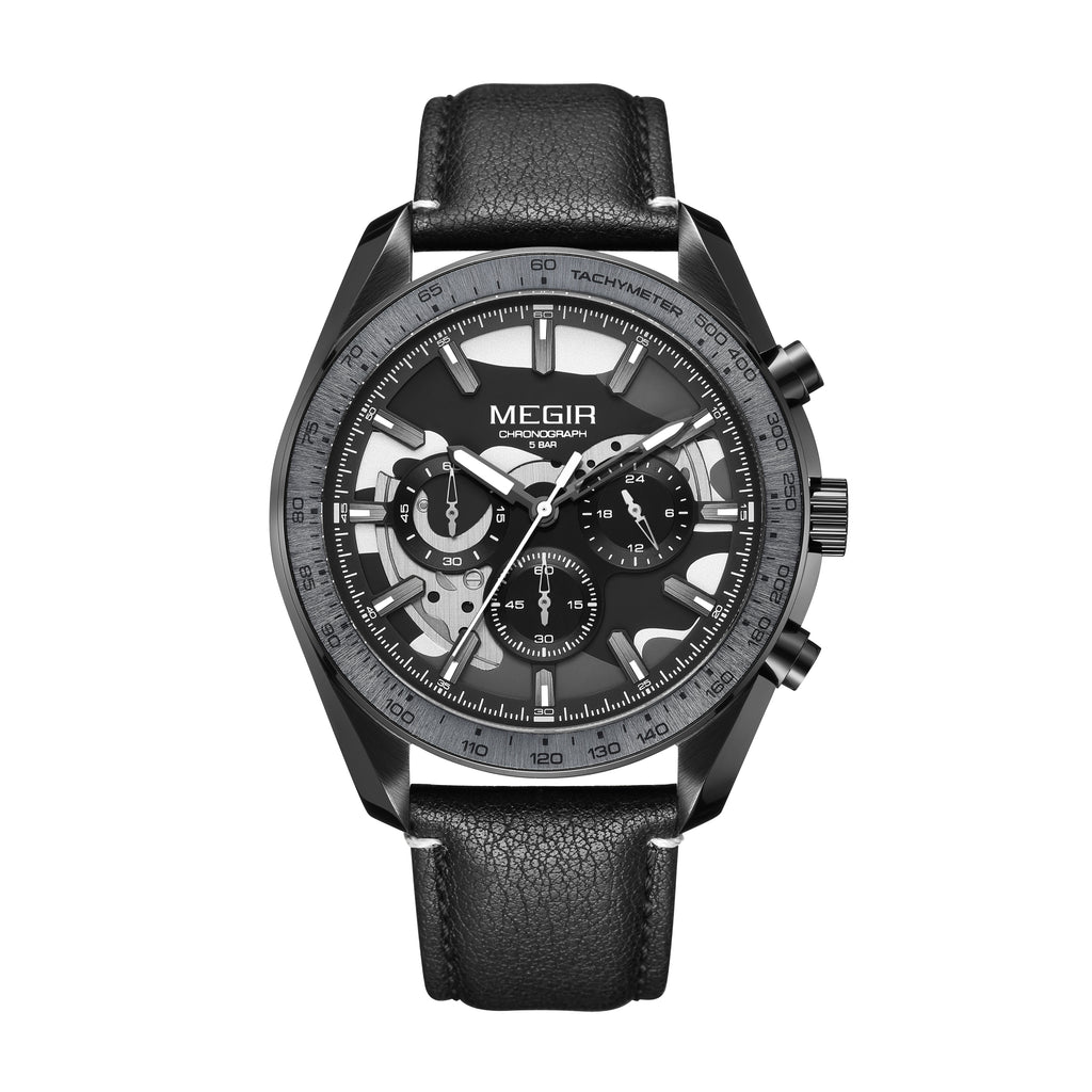 MEGIR Luxury Men's Business Casual Watches Leather Waterproof Quartz Chronograph Male Clock Wristwatch Relogio Masculino 8408