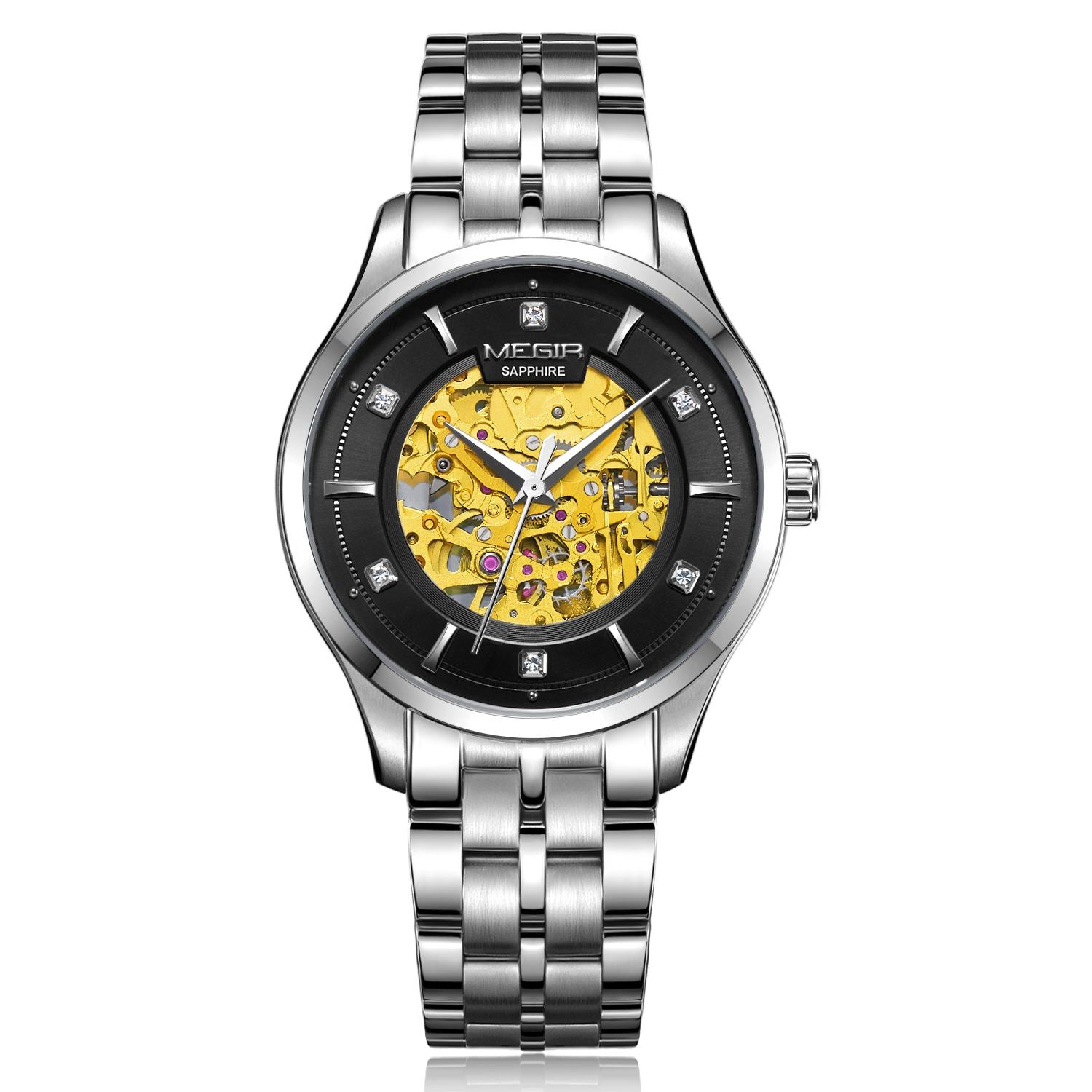 MEGIR Luxury Men Watches Waterproof Automatic Mechanical Watch Stainless Steel Sapphire Gold Business WristWatch Reloj Hombre 62058