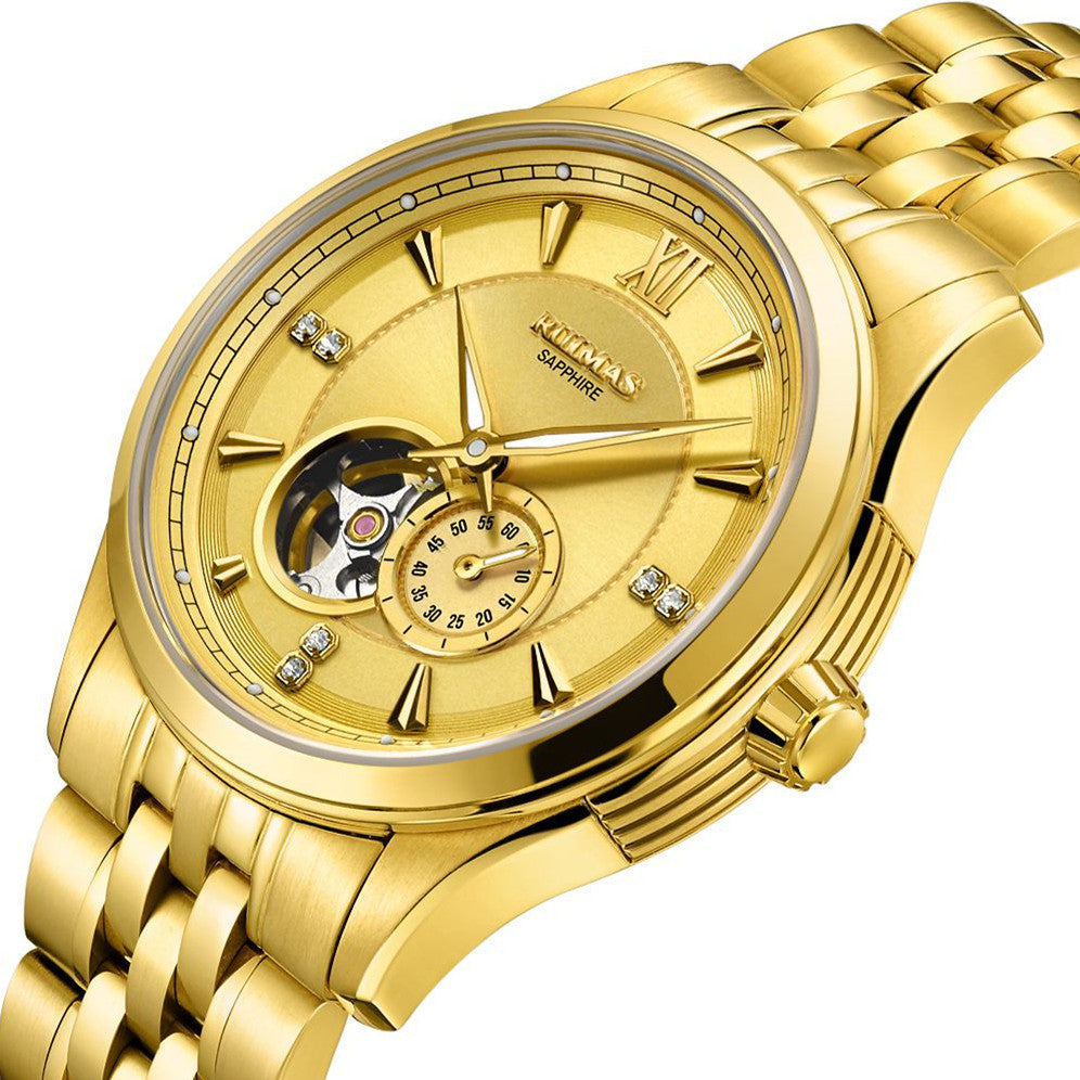 RUIMAS Luxury Men Mechanical Watches Sapphire Glass Stainless Steel Bracelet Business Casual WristWatch Clock Montre Homme 6736