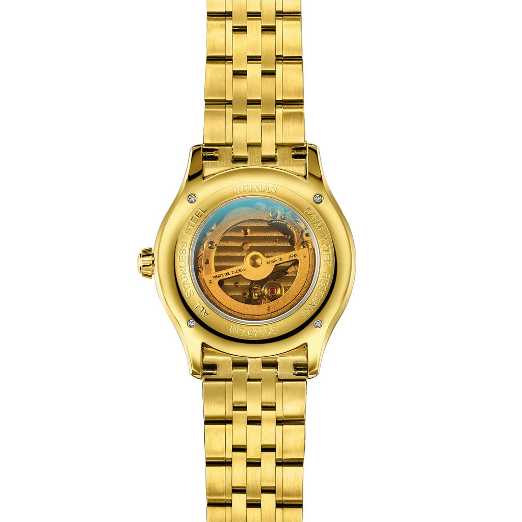 RUIMAS Luxury Men Mechanical Watches Sapphire Glass Stainless Steel Bracelet Business Casual WristWatch Clock Montre Homme 6736