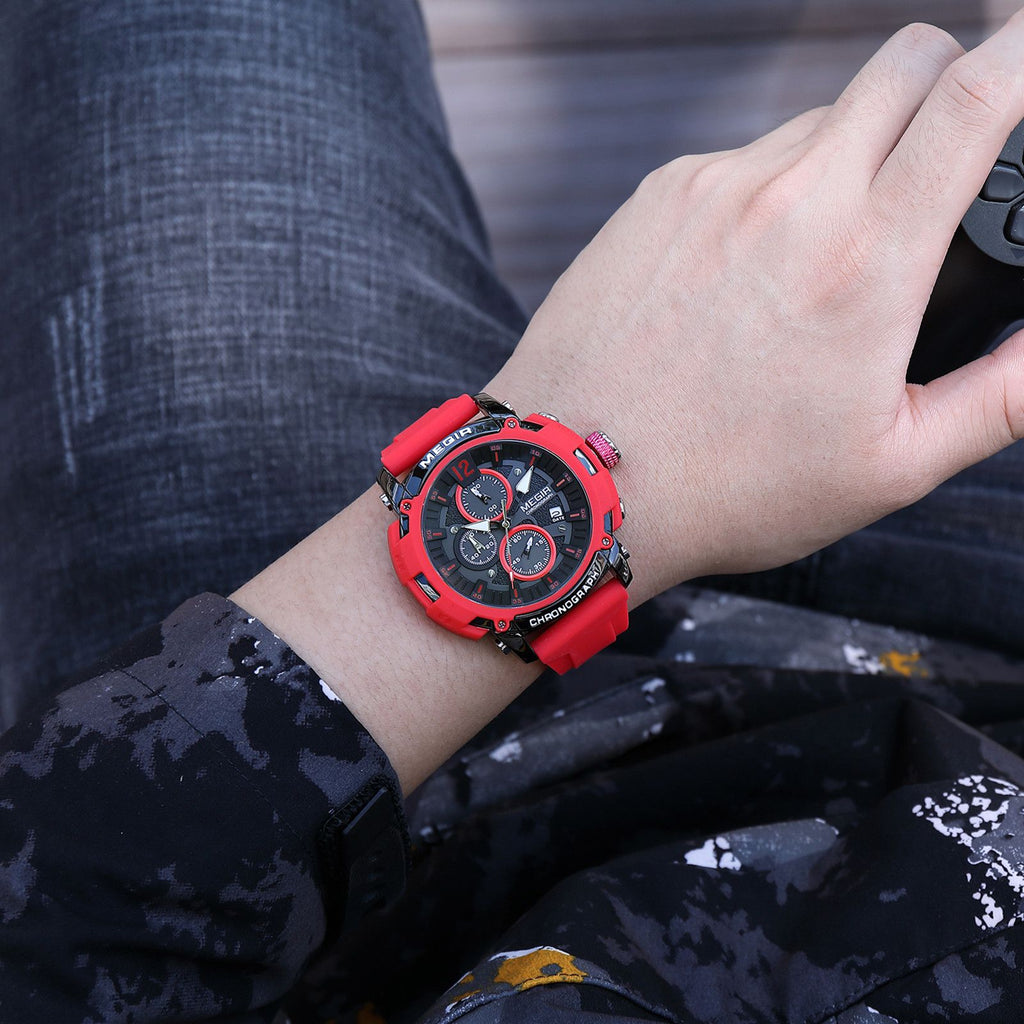 MEGIR Fashion Military Watch for Men Silicone Strap Sport Quartz Chronograph Waterproof Male Clock Wristwatch Reloj Hombre 2208