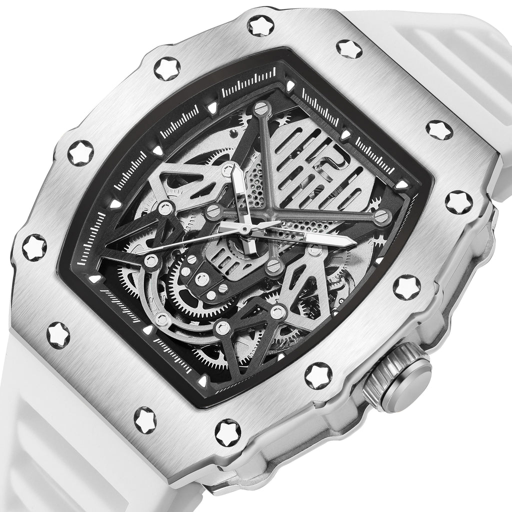 RUIMAS Luxury Watch Men Fashion Automatic Mechanical Watches Clock Silicone Strap Sport Casual Wristwatch Big Dial Reloj Hombre 341