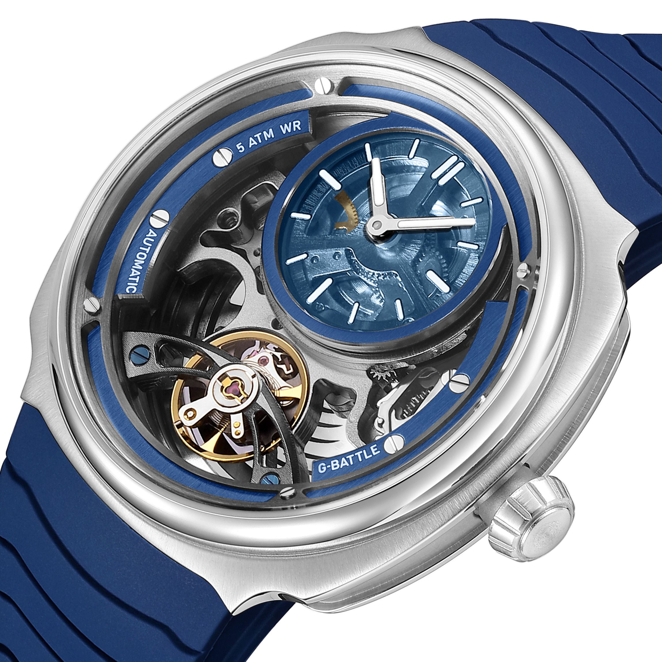 MEGIR Fashion Skeleton Men's Mechanical Watches 3ATM Waterproof Luminous Silicone Automatic Movement Sport Wrist Watch Reloj Hombre 2259