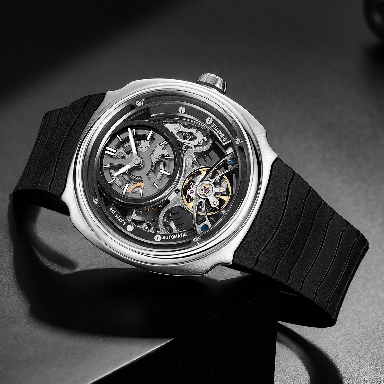 MEGIR Fashion Skeleton Men's Mechanical Watches 3ATM Waterproof Luminous Silicone Automatic Movement Sport Wrist Watch Reloj Hombre 2259