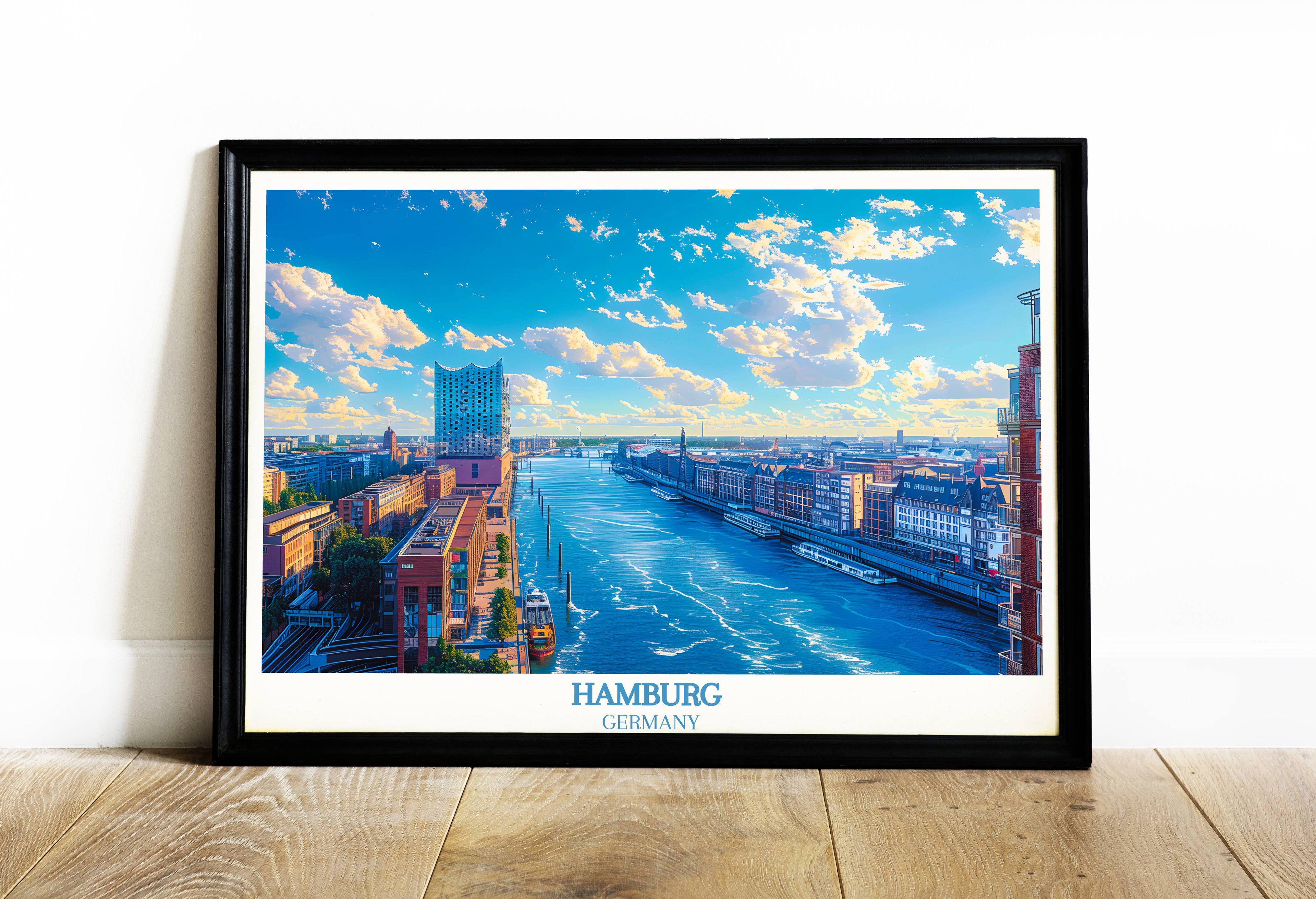 Hamburg Travel Poster - Hamburg Poster - Germany Wall Art - Elbphilharmonie - Germany Art Lover Gift