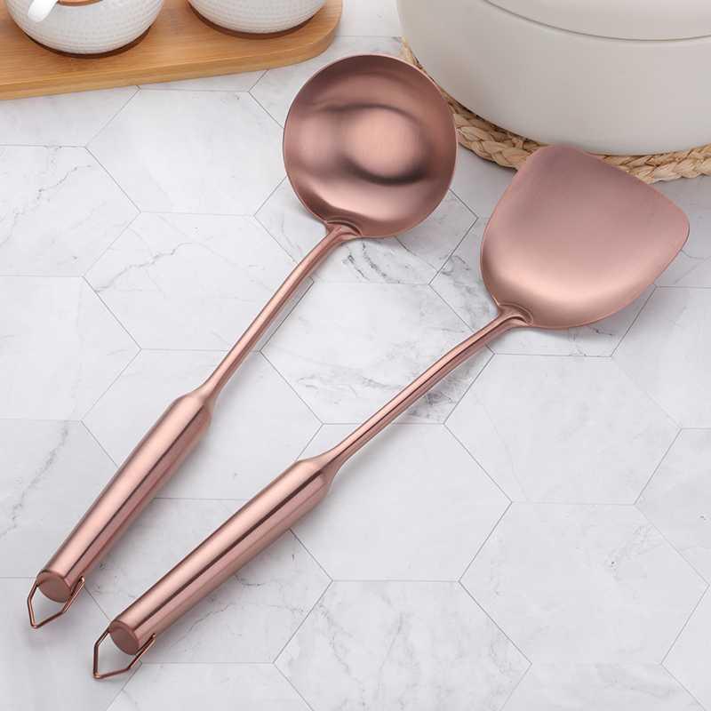 Long Handled Stainless Steel Spatula and Spoon Set