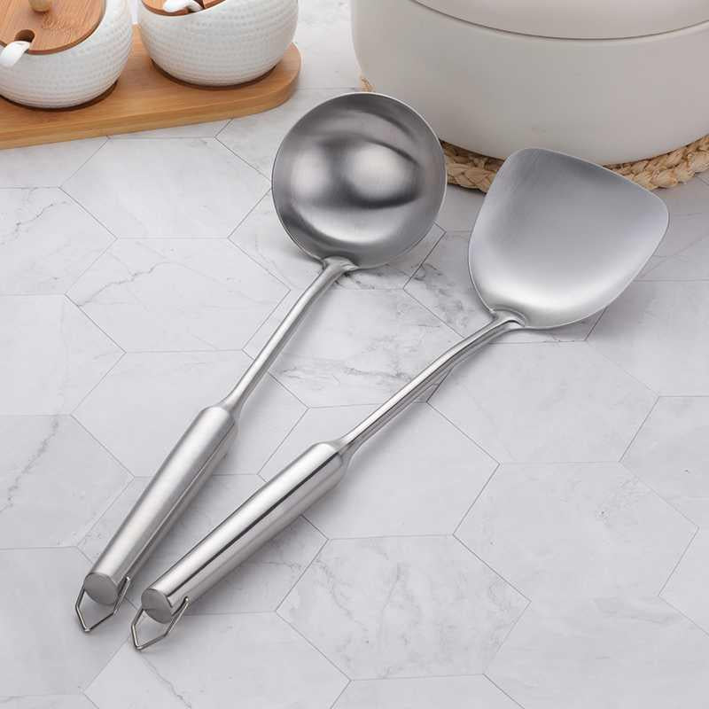 Long Handled Stainless Steel Spatula and Spoon Set
