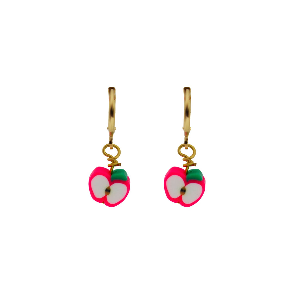 Pink Apples Huggie Earrings | by Ifemi Jewels