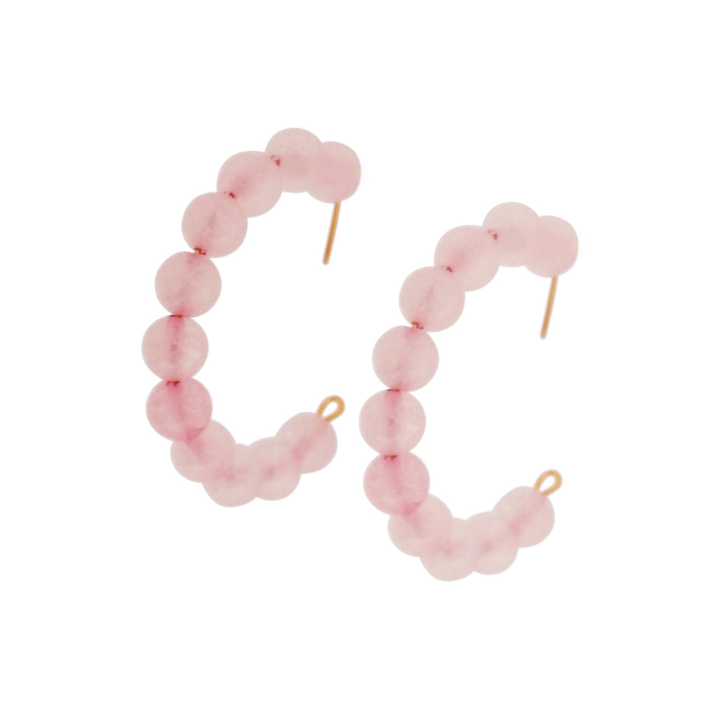 Rose quartz beaded hoop earrings | by Ifemi Jewels