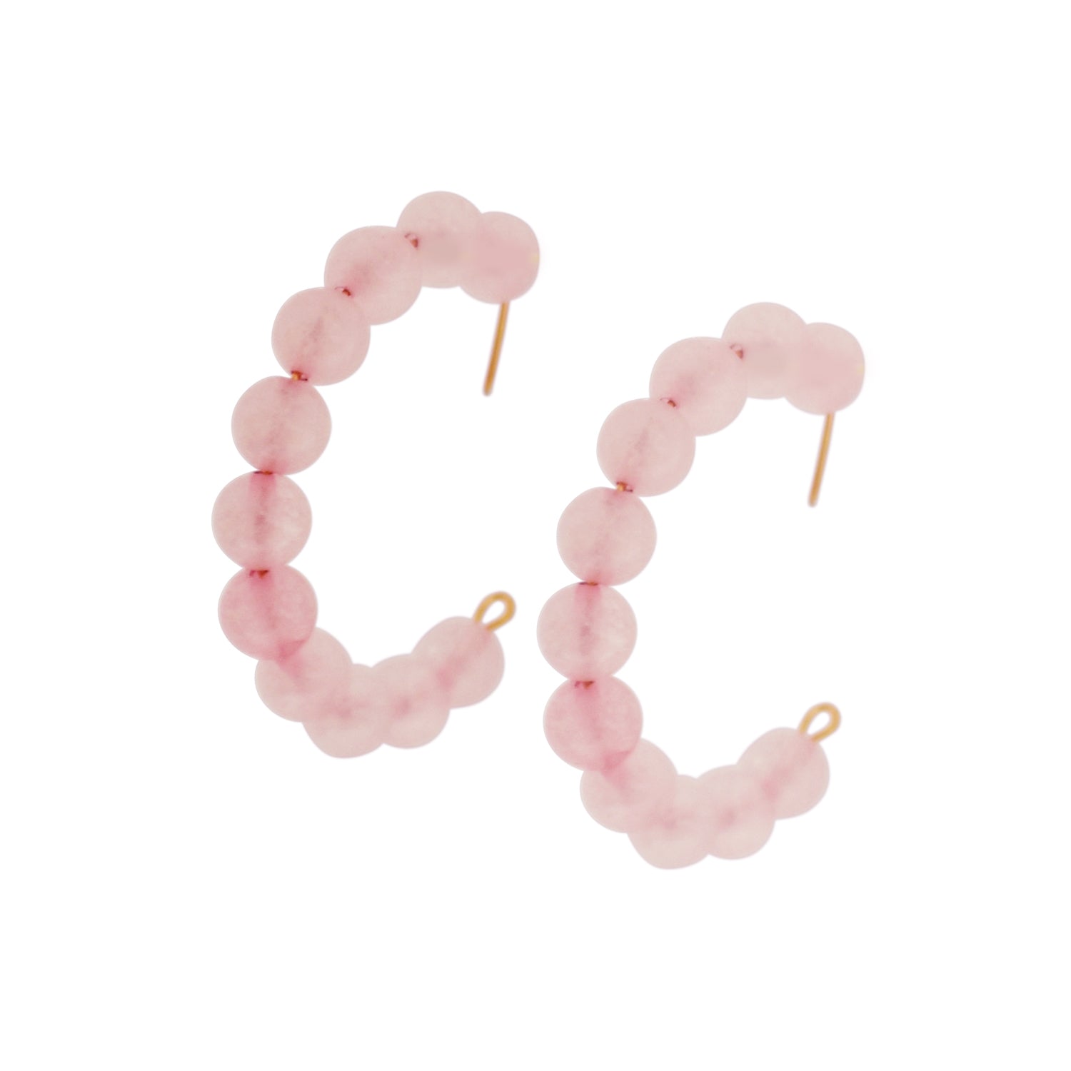 Rose quartz beaded hoop earrings | by Ifemi Jewels