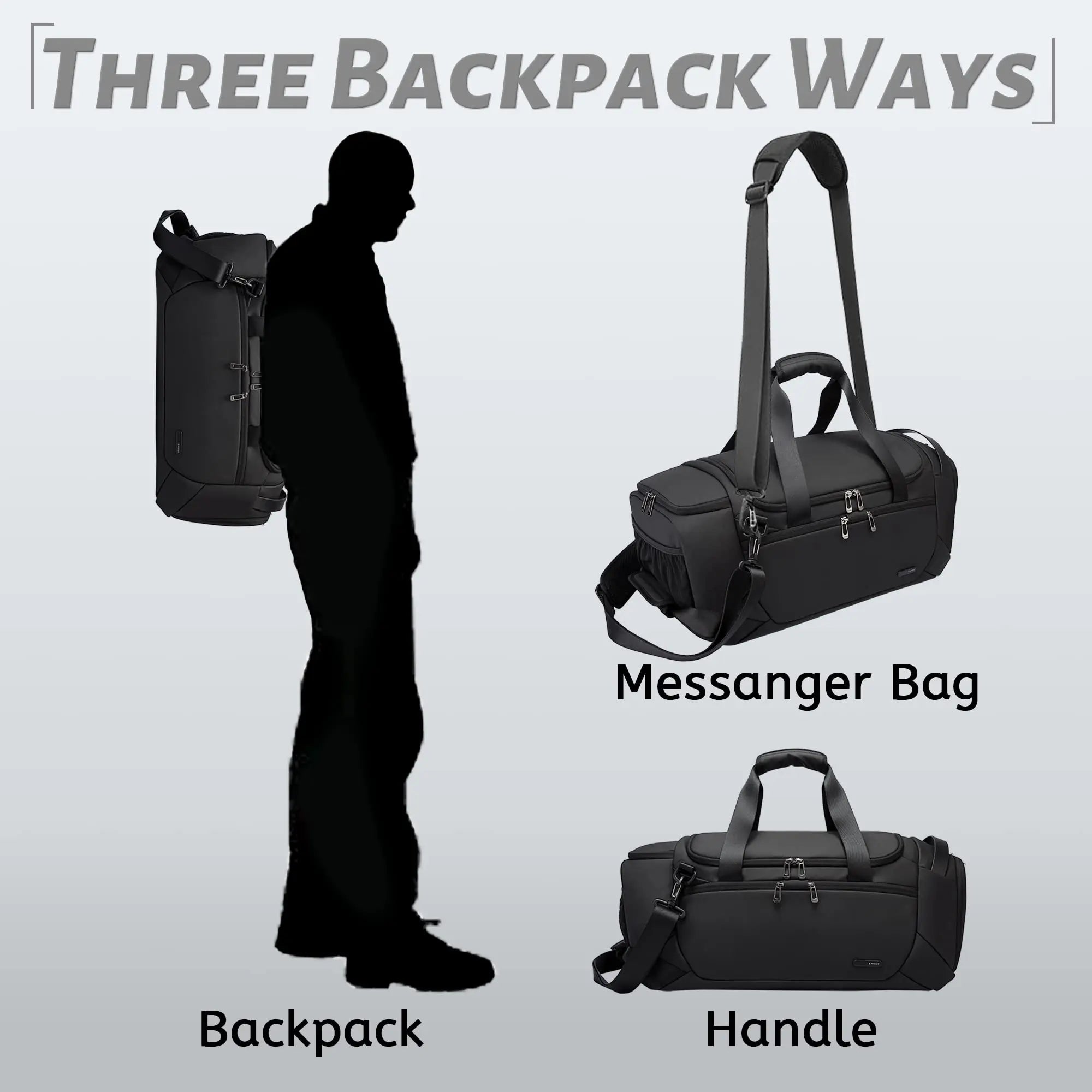 21-Inch Waterproof Duffel Travel Bag Black