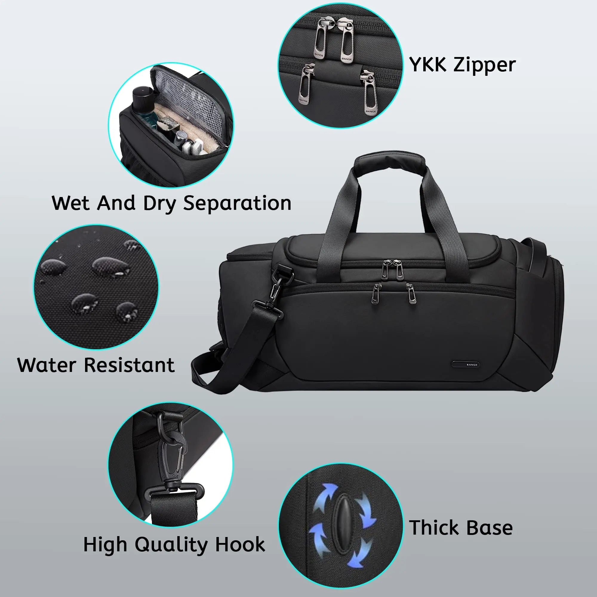 21-Inch Waterproof Duffel Travel Bag Black