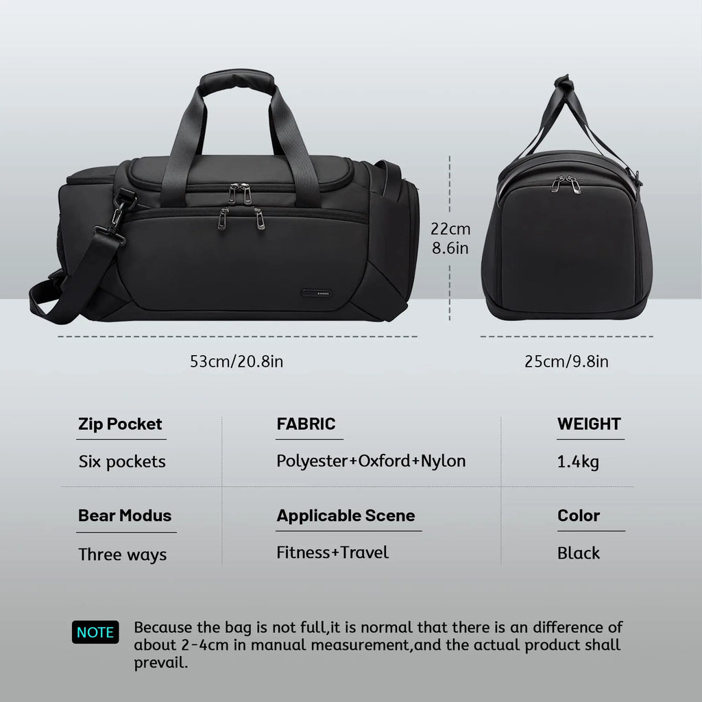 21-Inch Waterproof Duffel Travel Bag Black