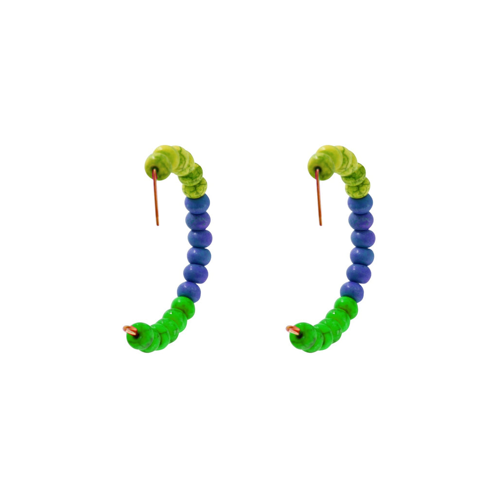 Yellow Purple Green Beaded hoop earrings | by lovedbynlanla