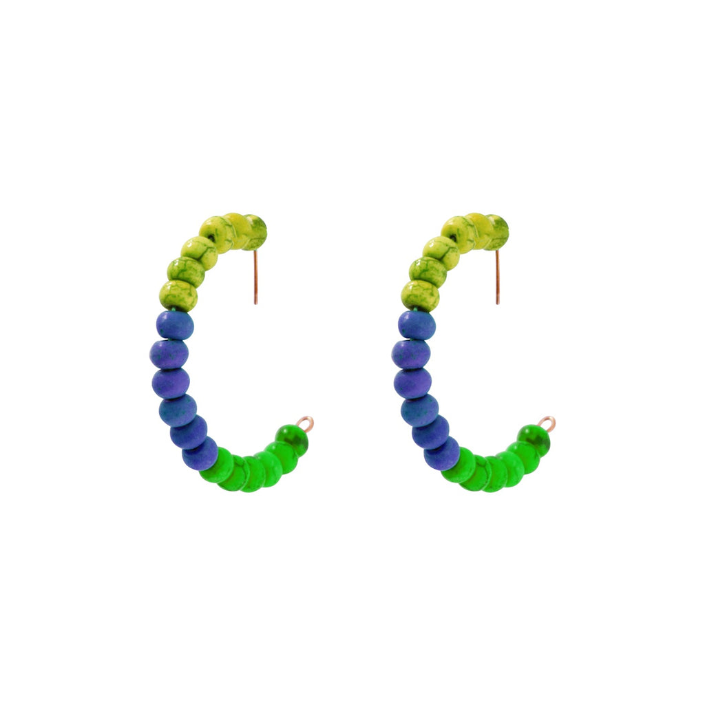Yellow Purple Green Beaded hoop earrings | by lovedbynlanla
