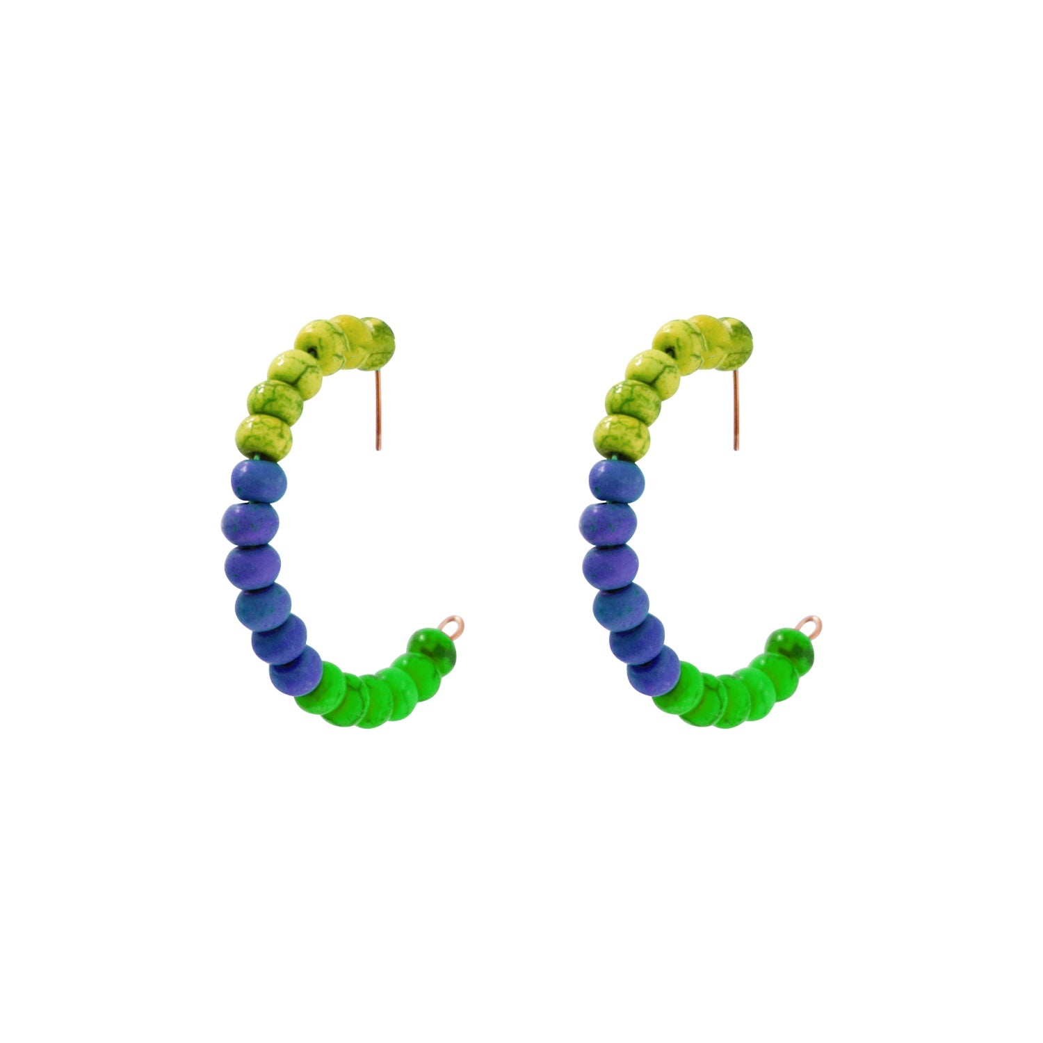 Yellow Purple Green Beaded hoop earrings | by lovedbynlanla