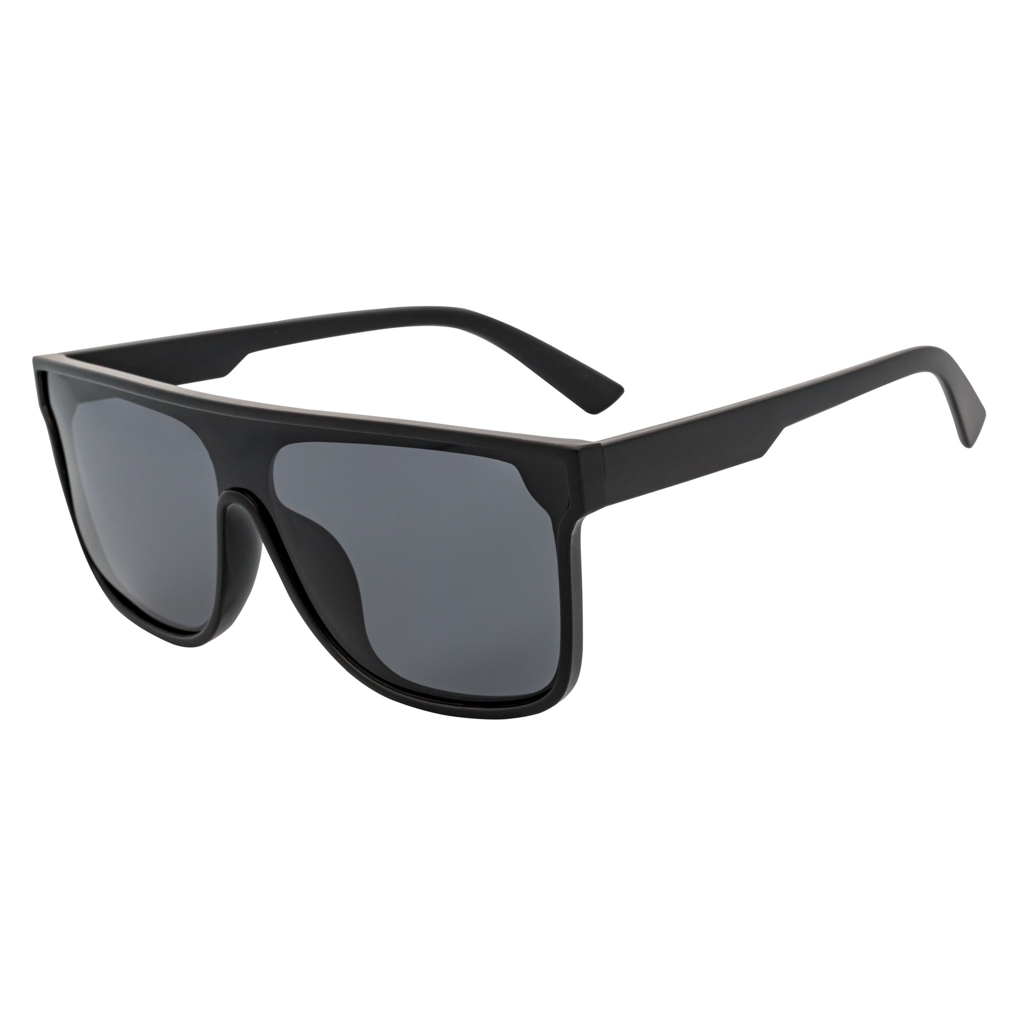 AEON - Square Flat Top Shield Polarized Sunglasses Mono  Black Smoke