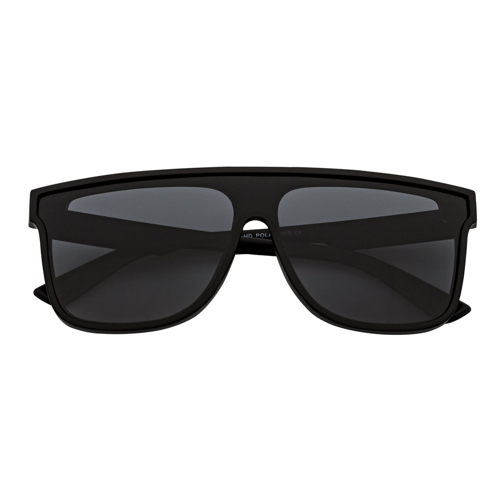 AEON - Square Flat Top Shield Polarized Sunglasses Mono  Black Smoke