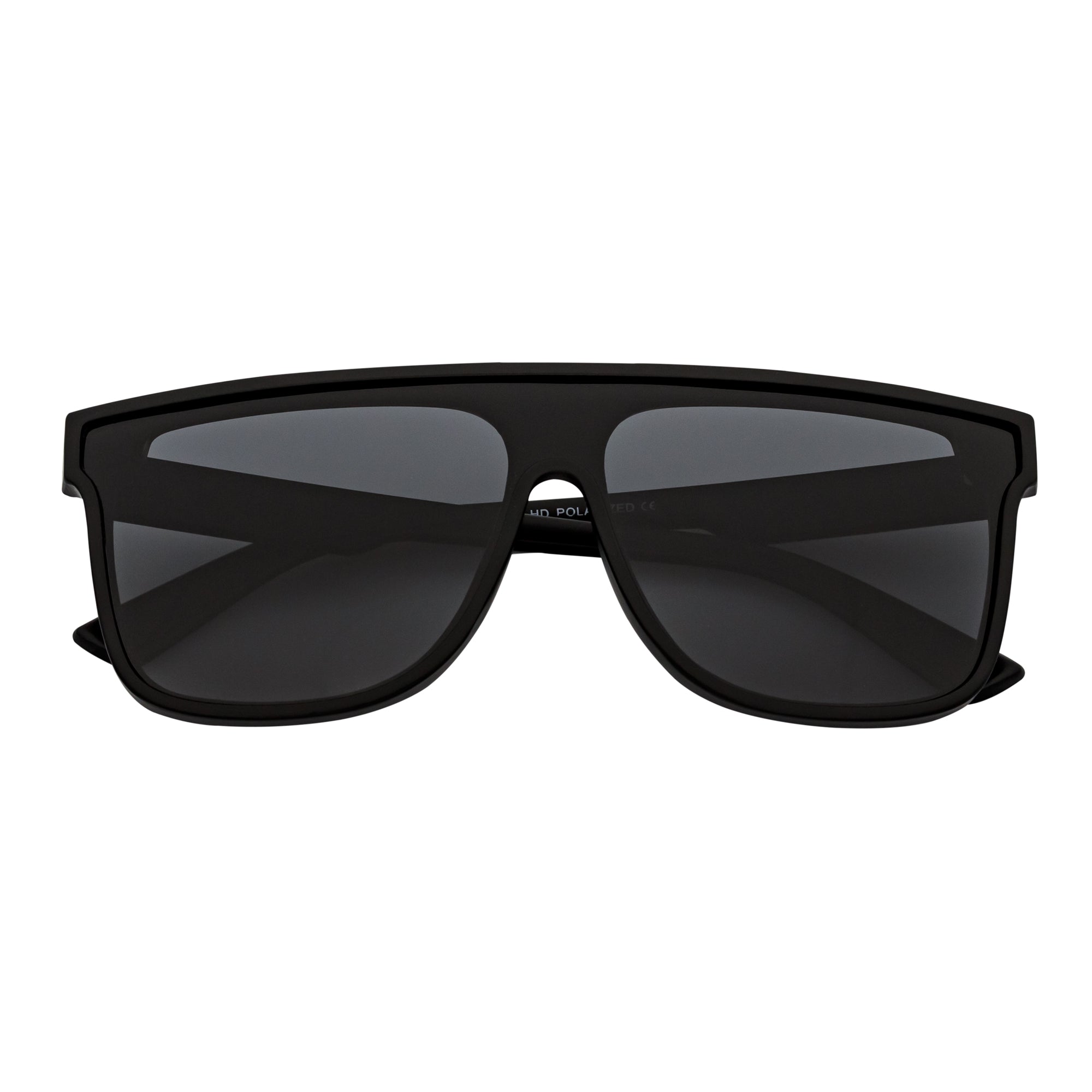 AEON - Square Flat Top Shield Polarized Sunglasses Mono  Black Smoke