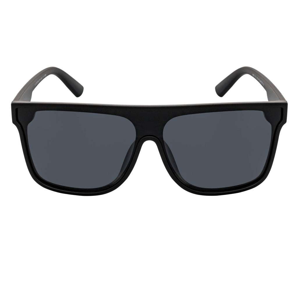 AEON - Square Flat Top Shield Polarized Sunglasses Mono  Black Smoke