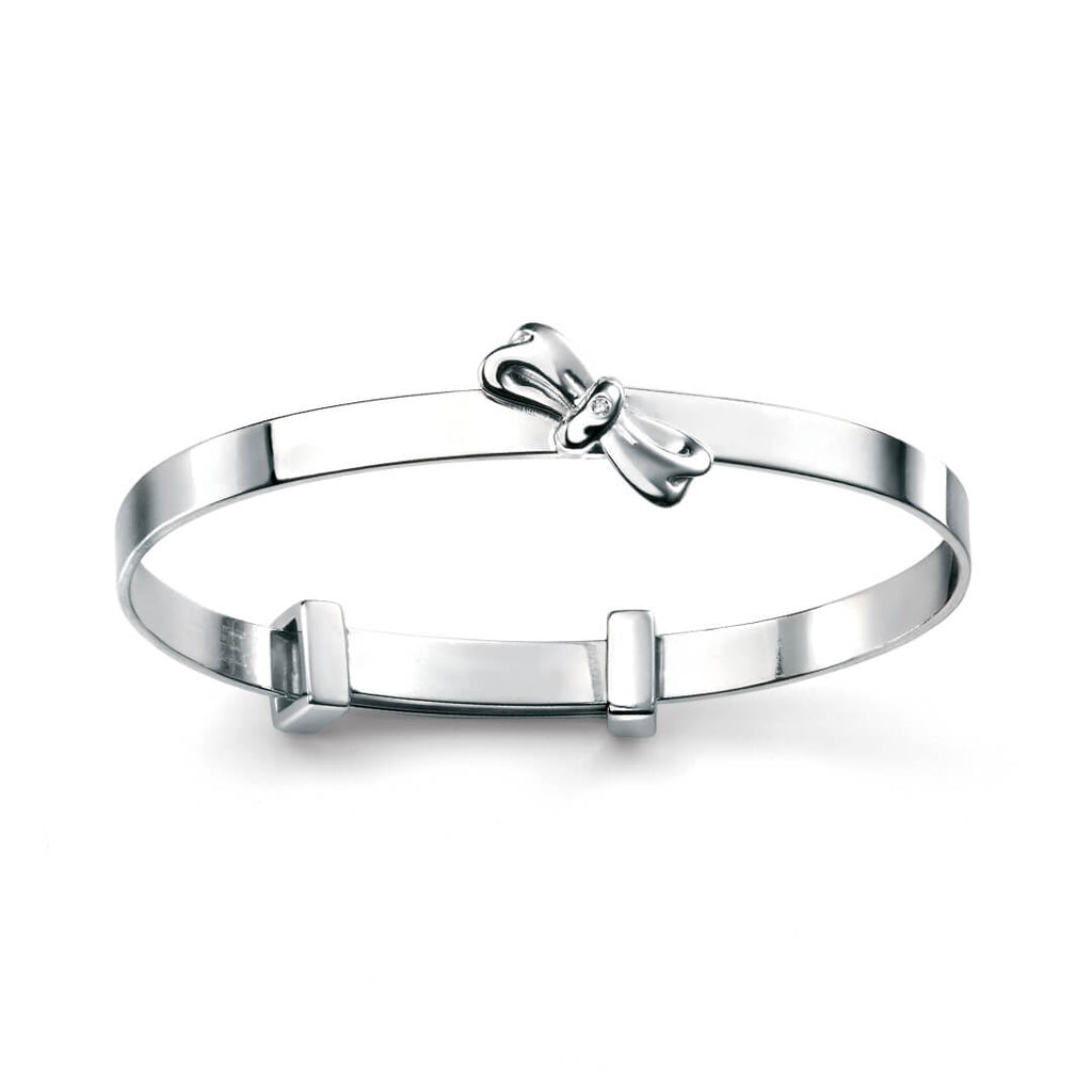 D For Diamond Bow Expanding Bangle with Diamond