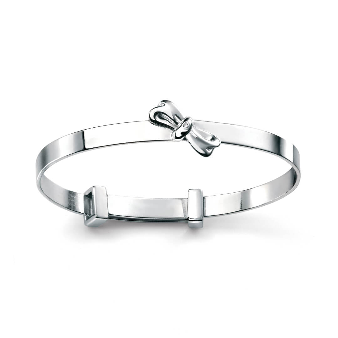 D For Diamond Bow Expanding Bangle with Diamond
