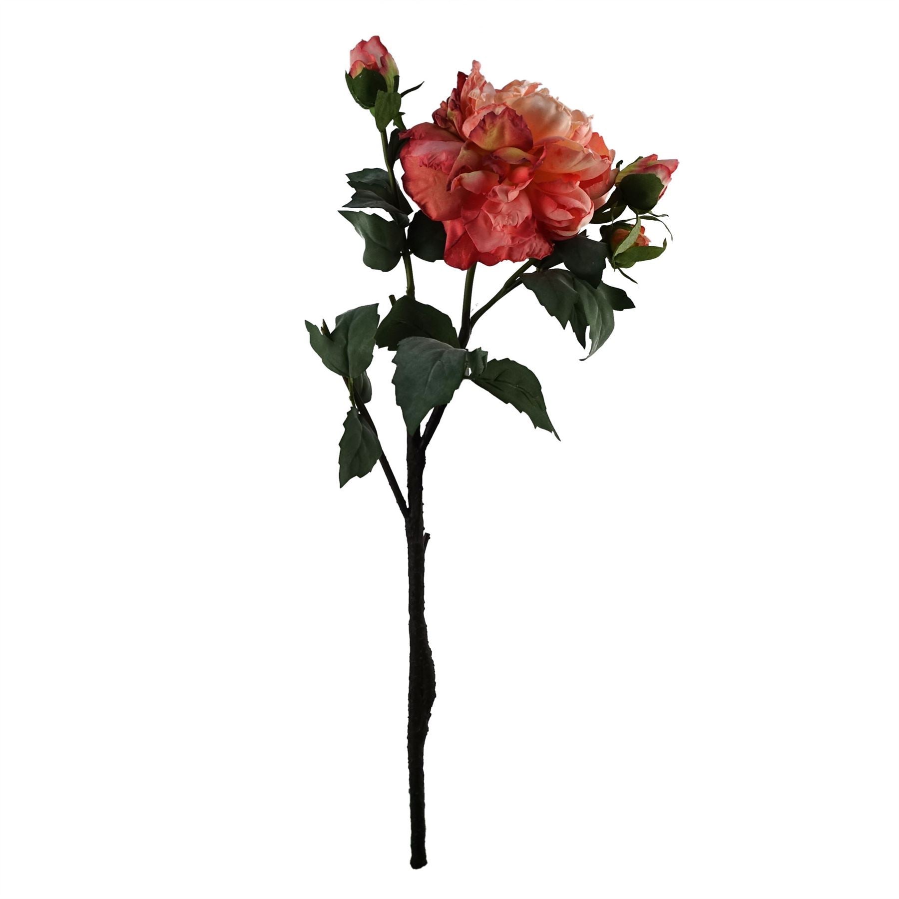 6 x 60cm Peony Artificial Flower Pink - 6 flowers 18 buds - Premium Quality