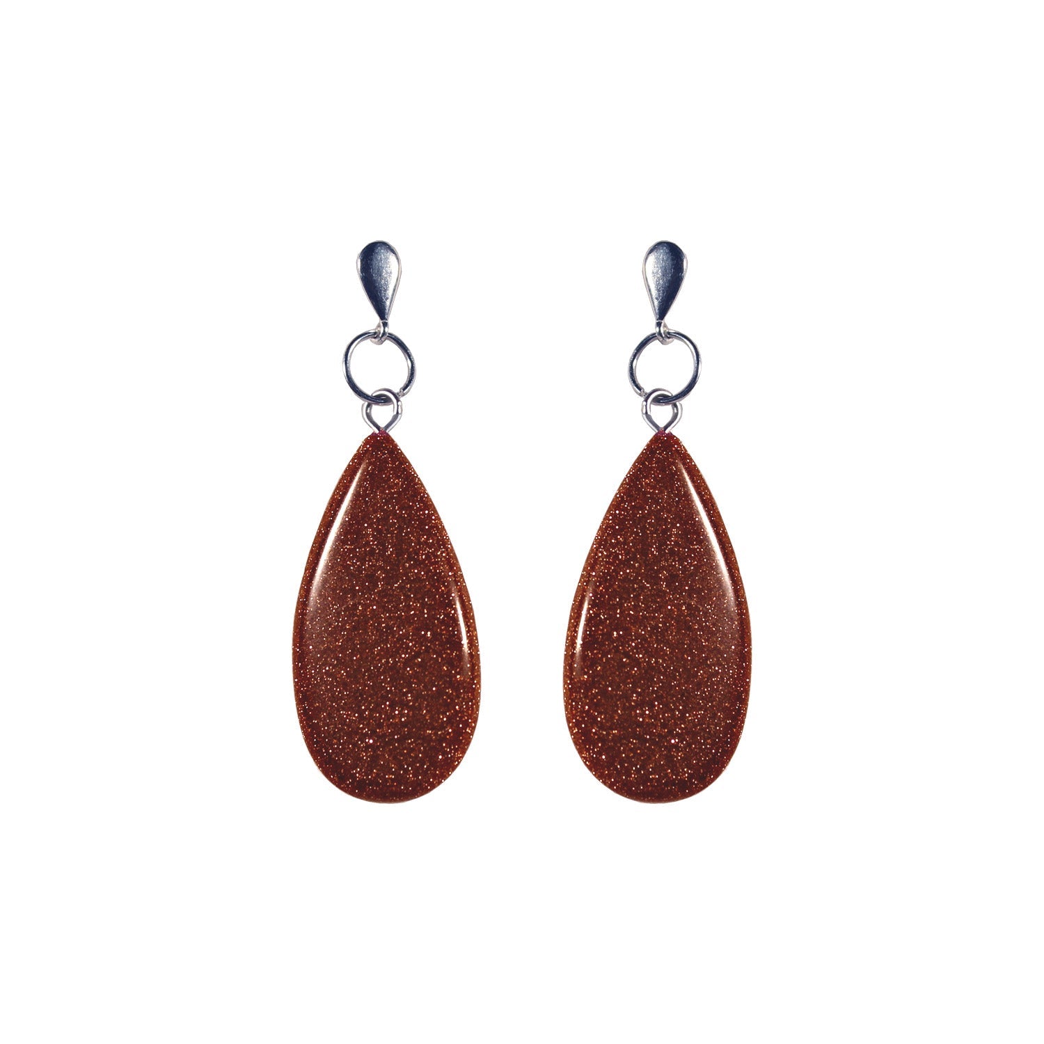 Brown Goldstone Teardrop Earrings, Brown Goldstone Sterling Silver Earrings, Gemstone Stud Earrings | by nlanlaVictory