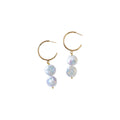 Silver double pearl hoop freshwater pearl earrings | by Ifemi Jewels