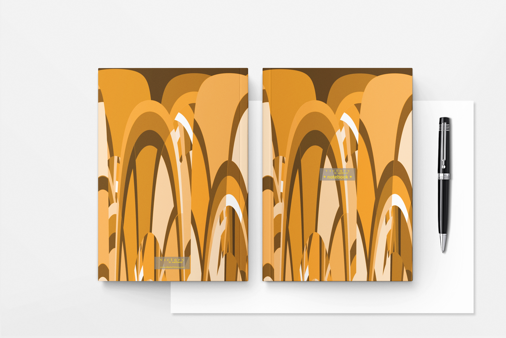 Orange Favour Notebook, Orange Abstract Print Notebook | by Victory In Wellness